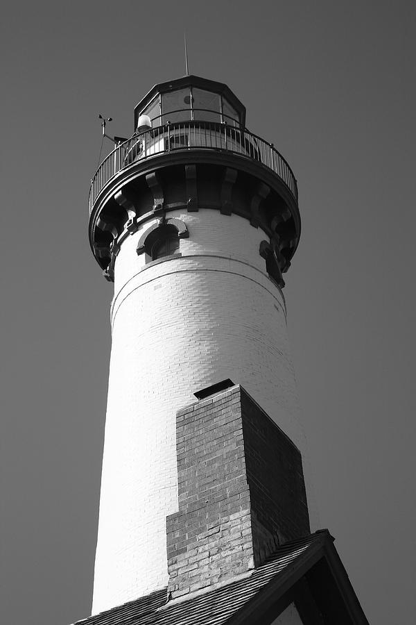 Lighthouse - Presque Isle Michigan 7 BW Photograph by Frank Romeo