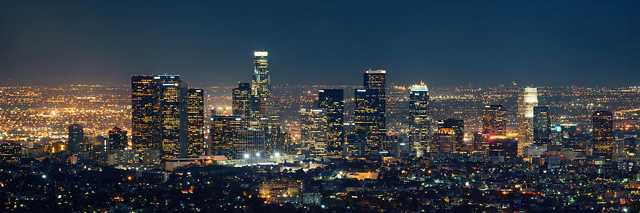 Los Angeles at night #16 Photograph by Songquan Deng