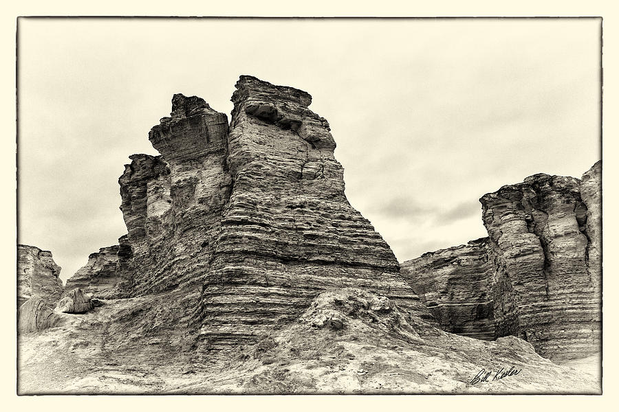 Black And White Photograph - Monument Rocks - Chalk Pyramids #17 by Bill Kesler