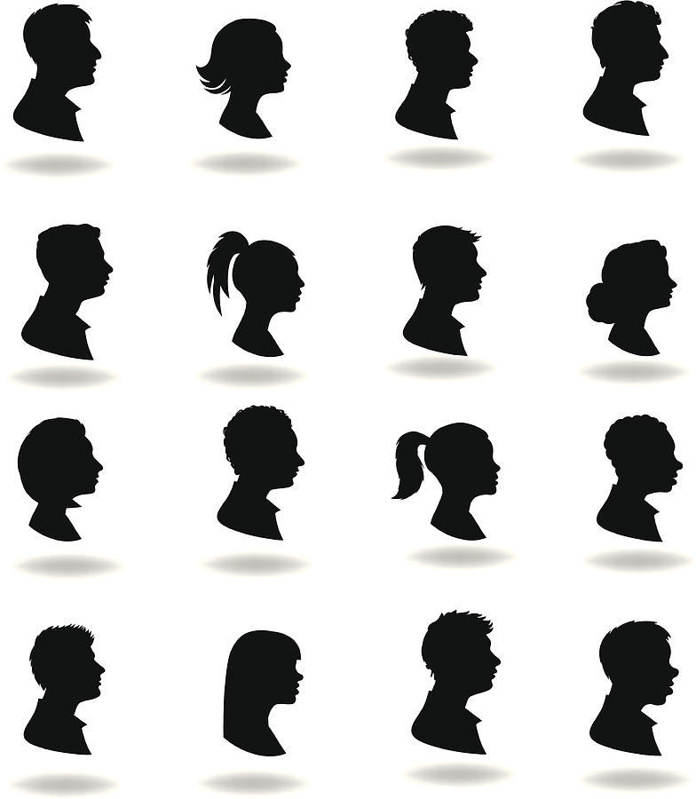 16 Silhouettes With Shadows On White Background  Drawing by Vectorig