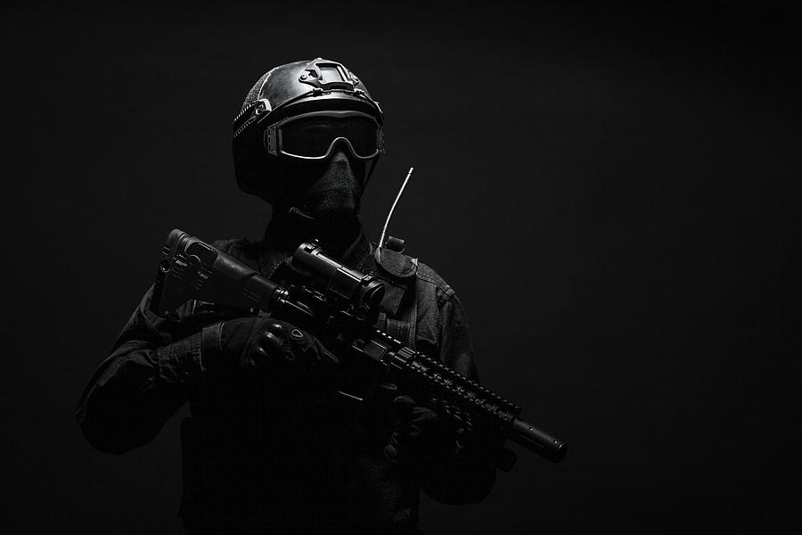 Spec Ops Police Officer Swat In Black Photograph by Oleg Zabielin - Pixels