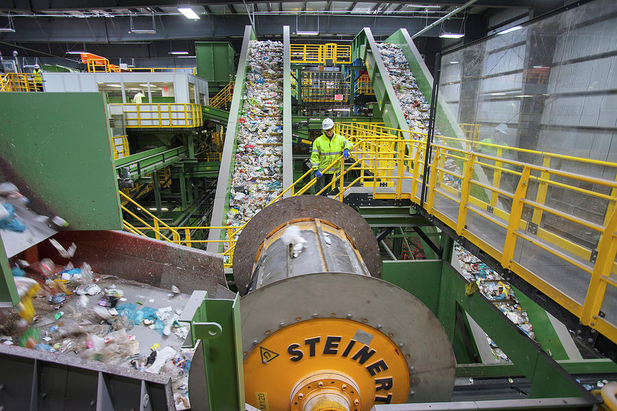 Waste Sorting At A Recycling Centre Photograph by Peter Menzel