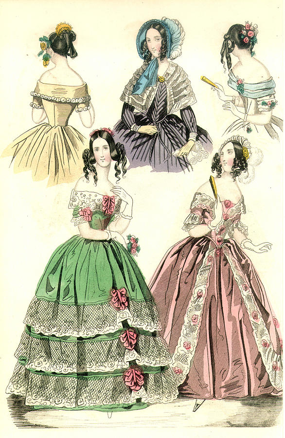 Women's Fashion, 1842 Painting by Granger