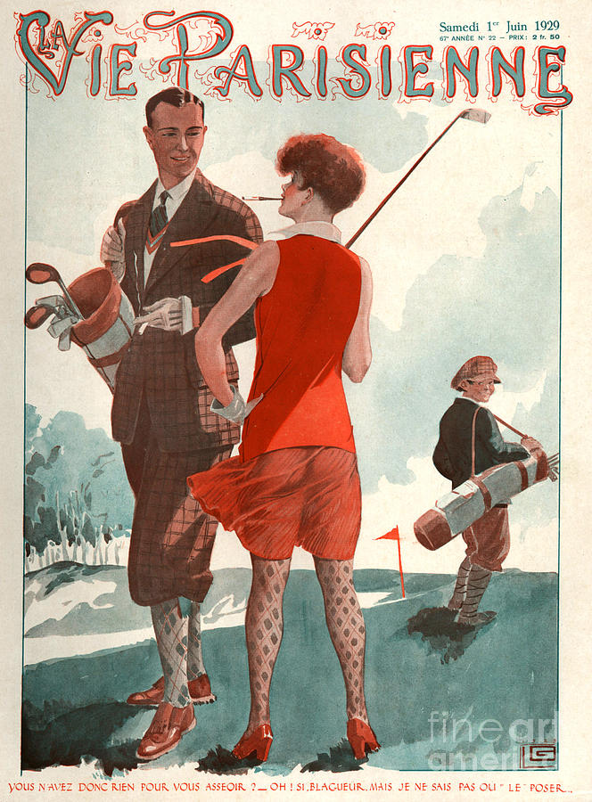 Golf Drawing - 1920s France La Vie Parisienne Magazine #163 by The Advertising Archives