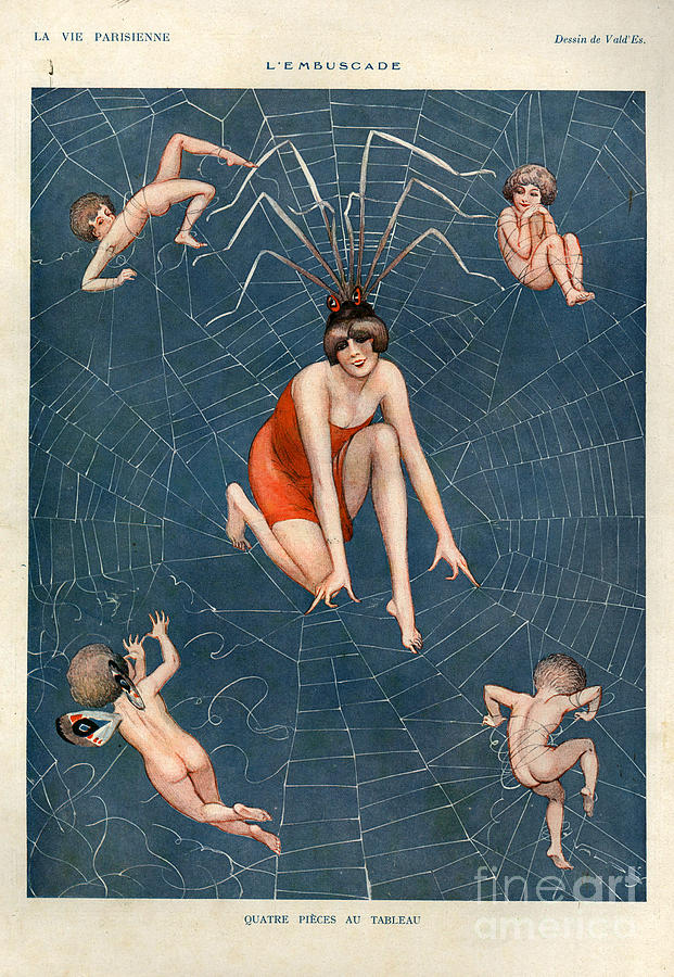 Spider Drawing - 1920s France La Vie Parisienne Magazine #165 by The Advertising Archives