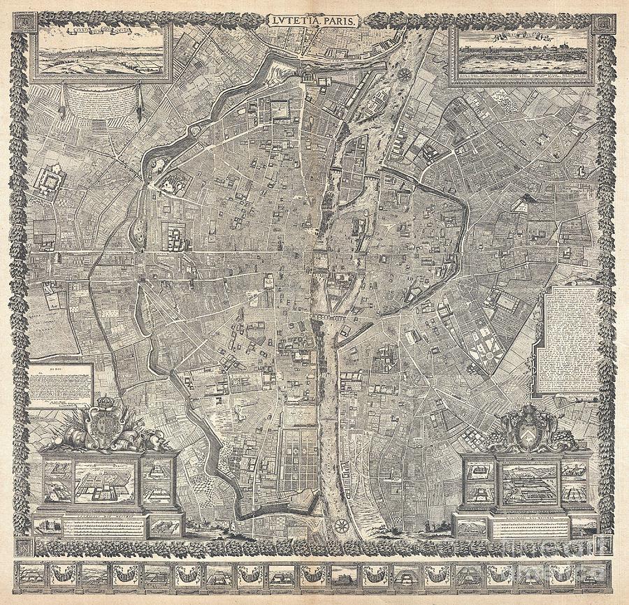 1652 Gomboust Map of Paris France  Photograph by Paul Fearn