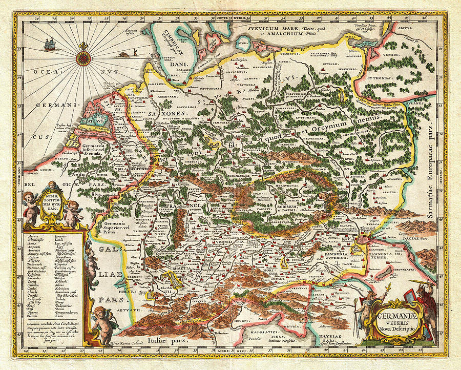1657 Jansson Map of Germany Germania Geographicus Germaniae jansson 1657 Painting by MotionAge Designs