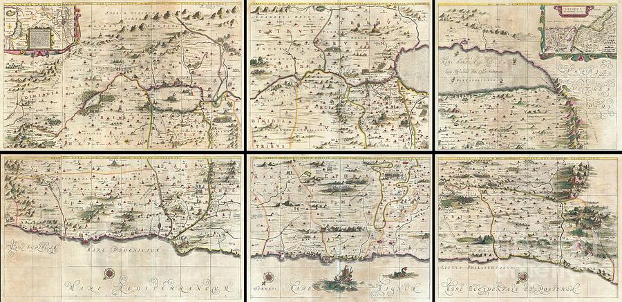1662 Jansson and Hornius Map of the Holy Land Israel and Palestine Photograph by Paul Fearn