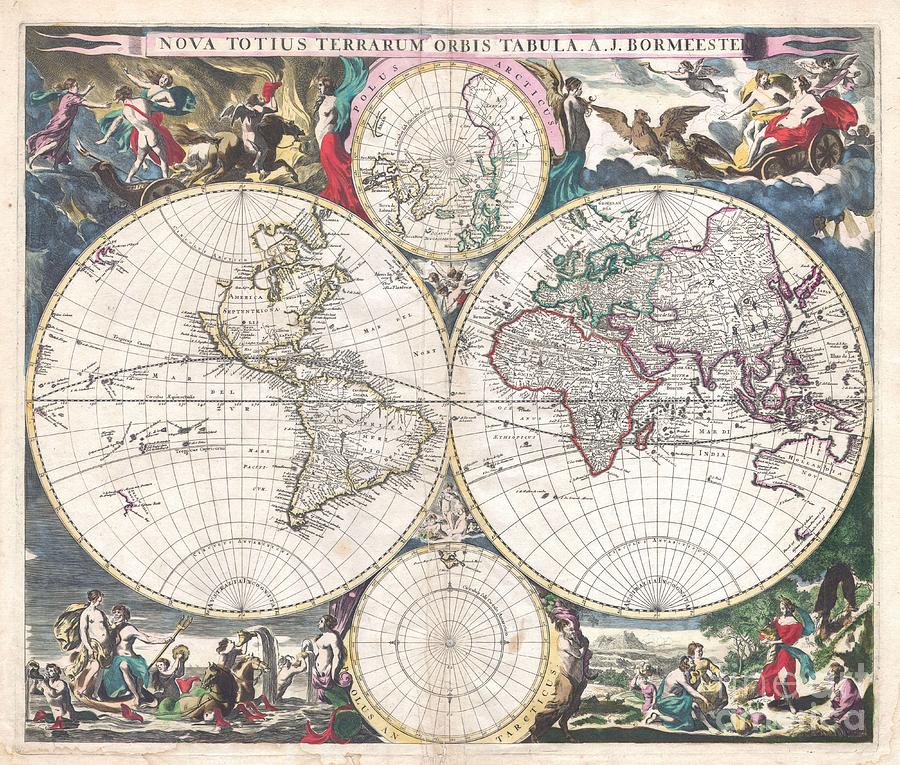 1685 Bormeester Map of the World  Photograph by Paul Fearn