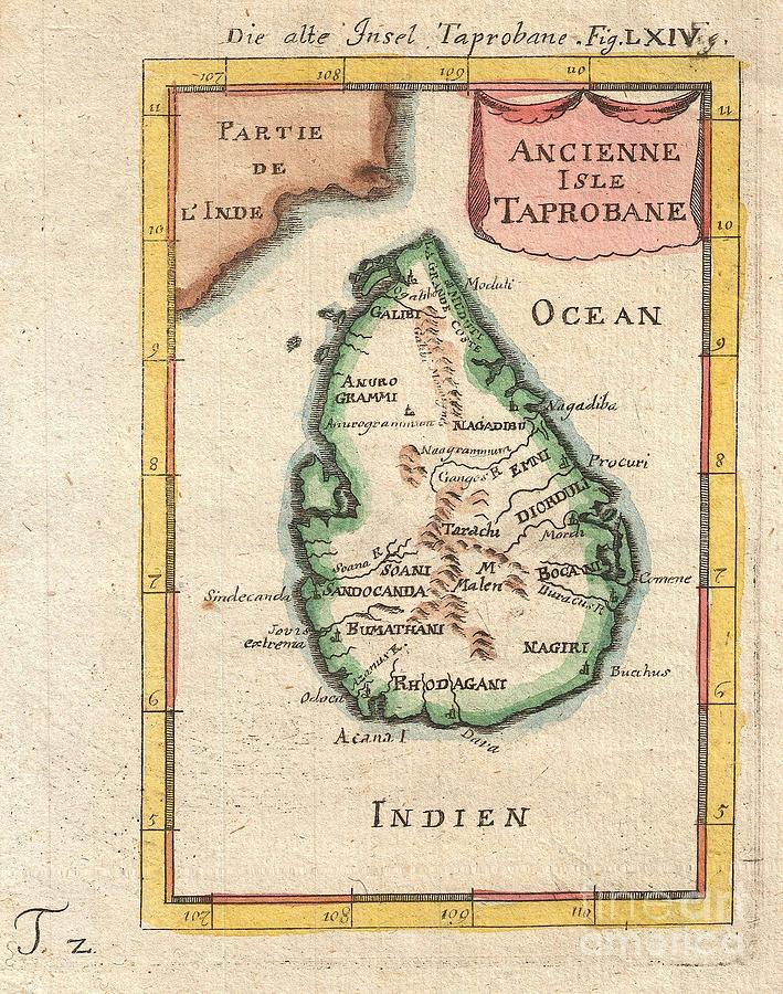Sri Lanka Photograph - 1686 Mallet Map of Ceylon or Sri Lanka by Paul Fearn