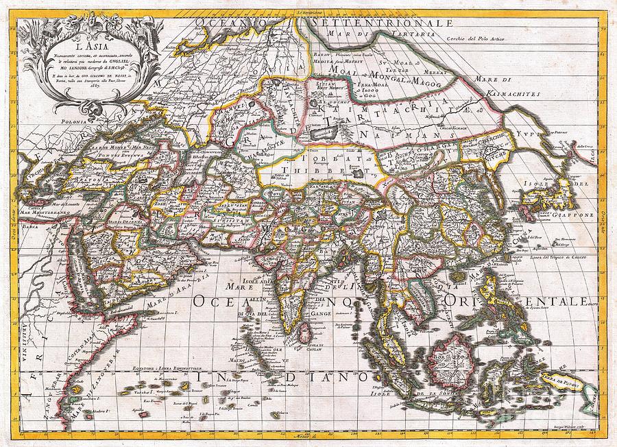 Africa Photograph - 1687 Sanson Rossi Map Of Asia 1687 by Paul Fearn Africa Photograph - 1687 Sanson Rossi Map Of Asia 1687 by Paul Fearn