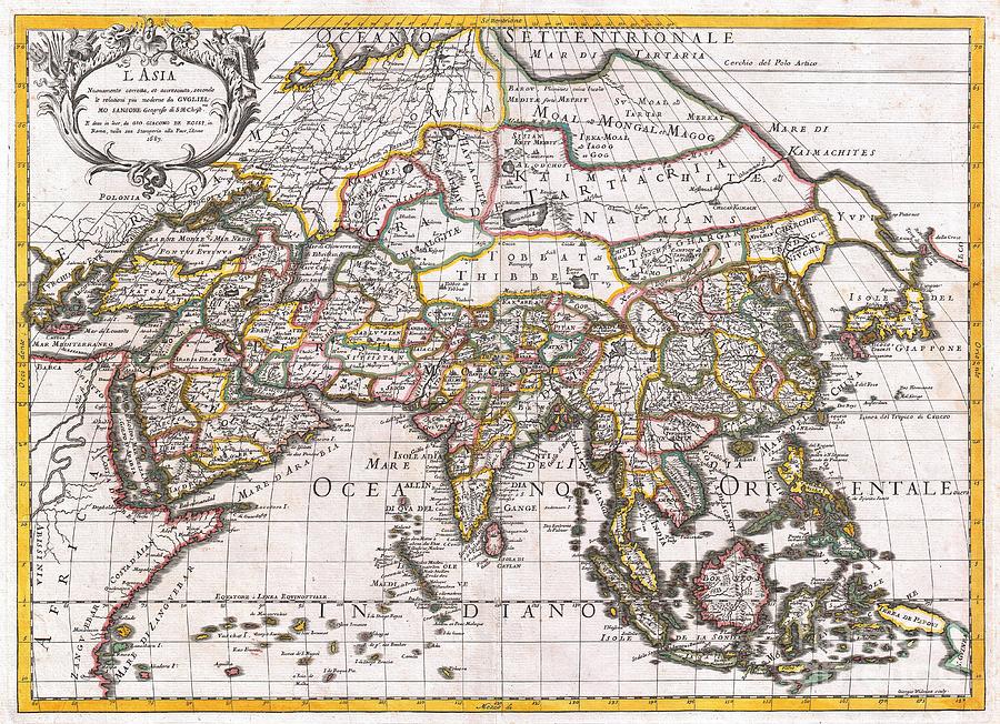 1687 Sanson  Rossi Map of Asia Photograph by Paul Fearn