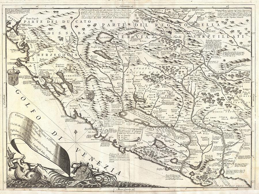 1690 Coronelli Map of Montenegro Photograph by Paul Fearn