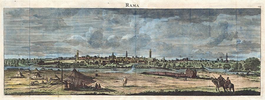 1698 View of Rama Holy Land Palestina Painting by Vincent Monozlay