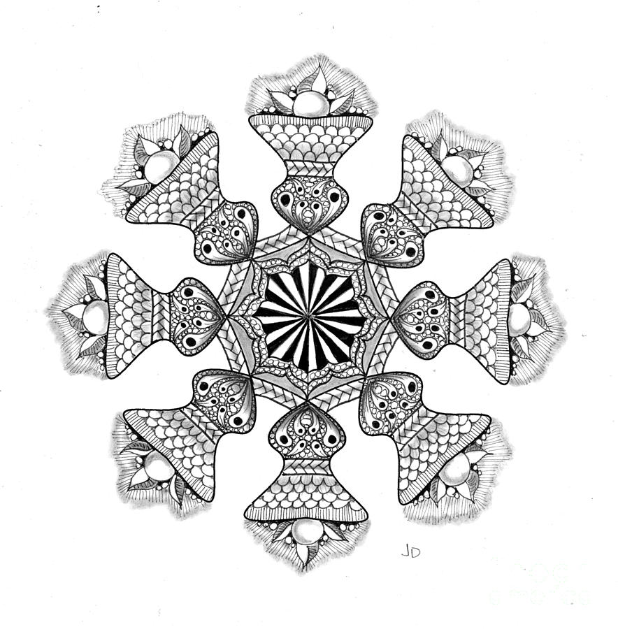 17 - 8 Pt Symmetry Drawing by Jeanne Donovan