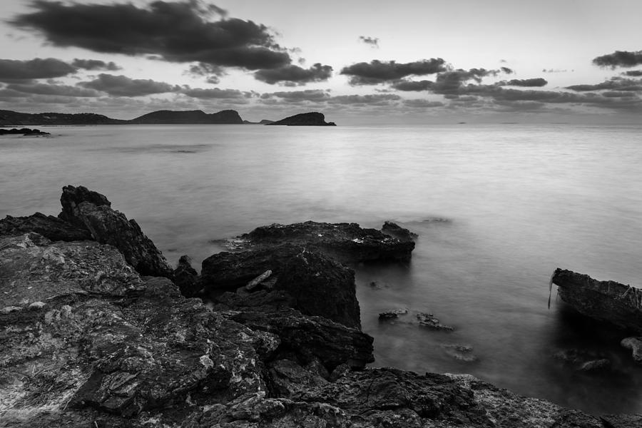 Beautiful black and white Ibiza coastal sunrise landscape Photograph by ...