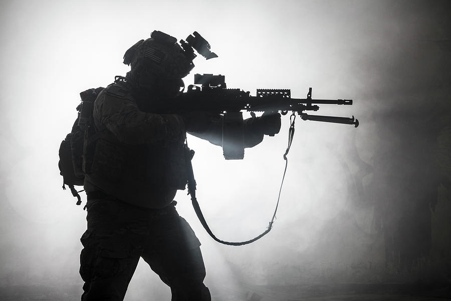 Black Silhouette Of Soldier Photograph by Oleg Zabielin | Pixels