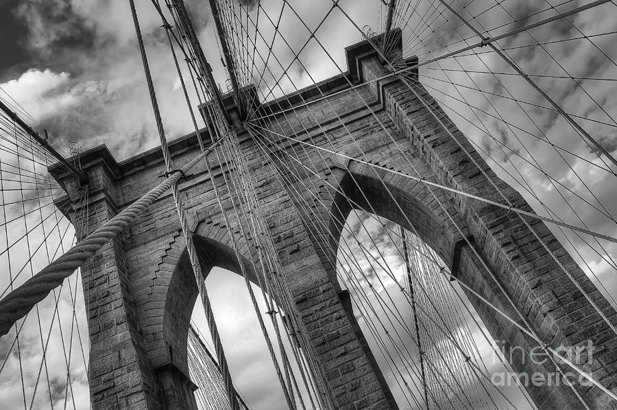 Black And White Photograph - Brooklyn Bridge #17 by Twenty Two North Photography