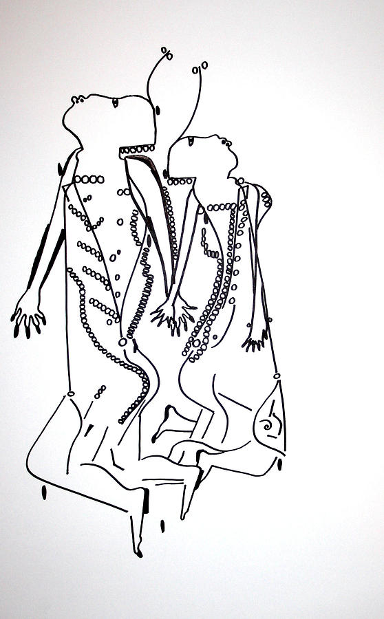Dinka Dance - South Sudan #17 Drawing by Gloria Ssali