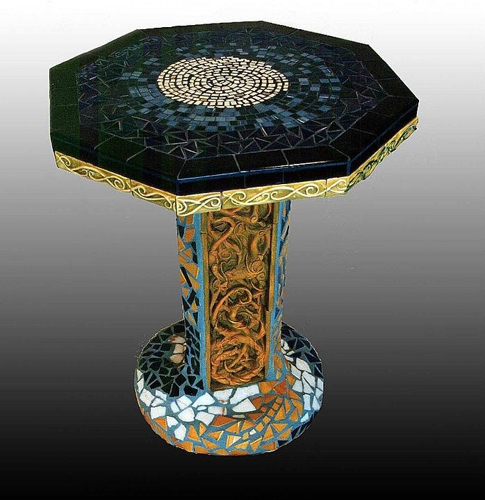 Mosaic table  #17 Ceramic Art by Charles Lucas