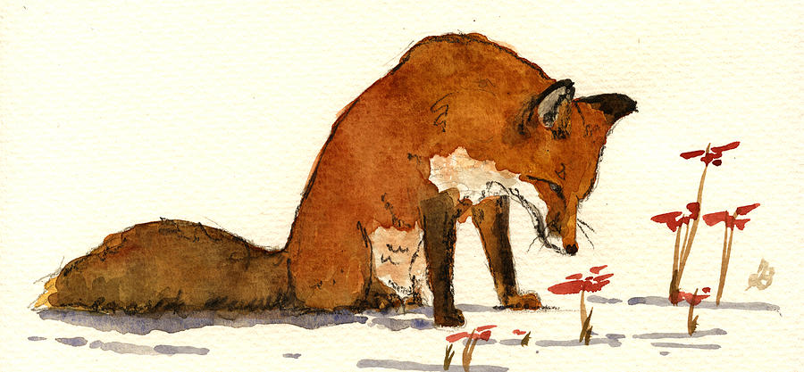 Wildlife Painting - Red Fox #17 by Juan  Bosco