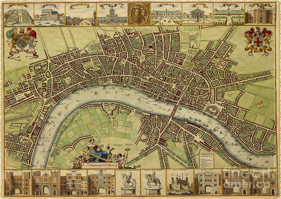 17 th Century Map Of London England Digital Art by Melissa Messick