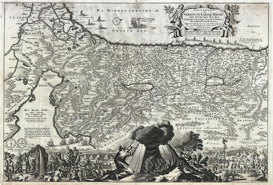 Israel Photograph - 1702 Visscher Stoopendaal Map of Israel by Paul Fearn