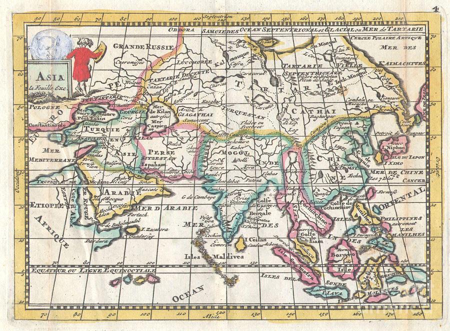 1706 de la Feuille Map of Asia Photograph by Paul Fearn