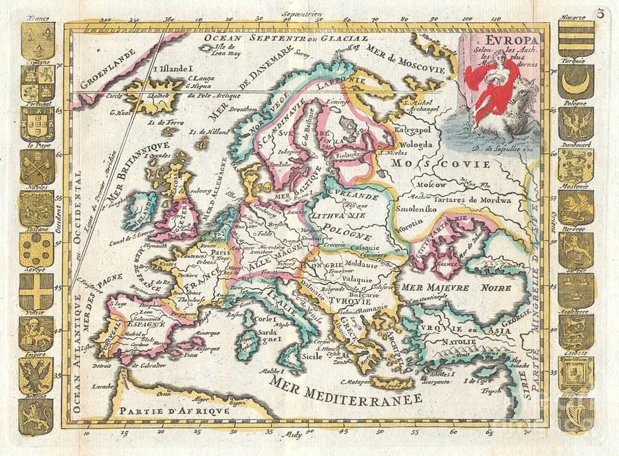 1706 De La Feuille Map of Europe Photograph by Paul Fearn