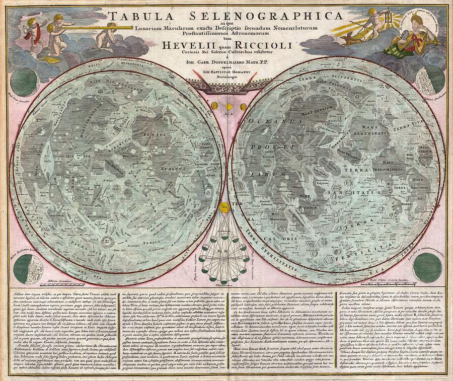 1707 Homann and Doppelmayr Map of the Moon  Photograph by Paul Fearn