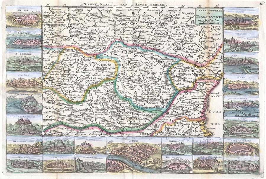 1710 De La Feuille Map of Transylvania  Moldova Photograph by Paul Fearn