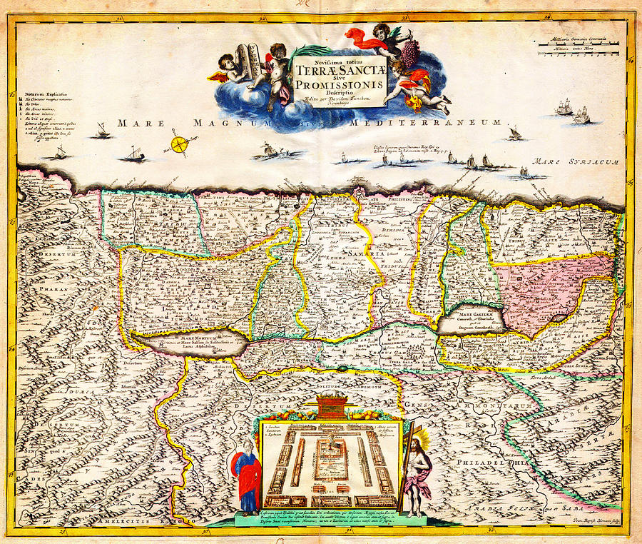 1720 Funck Map of Israel Palestine Holy Land Geographicus TerraeSanctae funck 1720 Painting by MotionAge Designs
