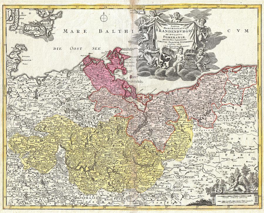 1720 Homann Map of Brandenberg and Pomerania Germany Photograph by Paul Fearn