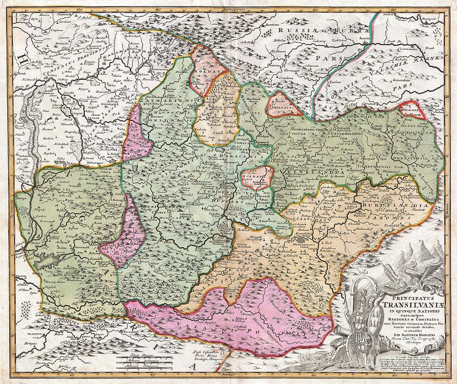 1720 Homann Map of Transylvania  Romania Photograph by Paul Fearn