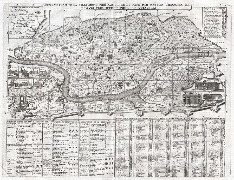 1721 Chatelain Plan or Map of Rome Italy Photograph by Paul Fearn