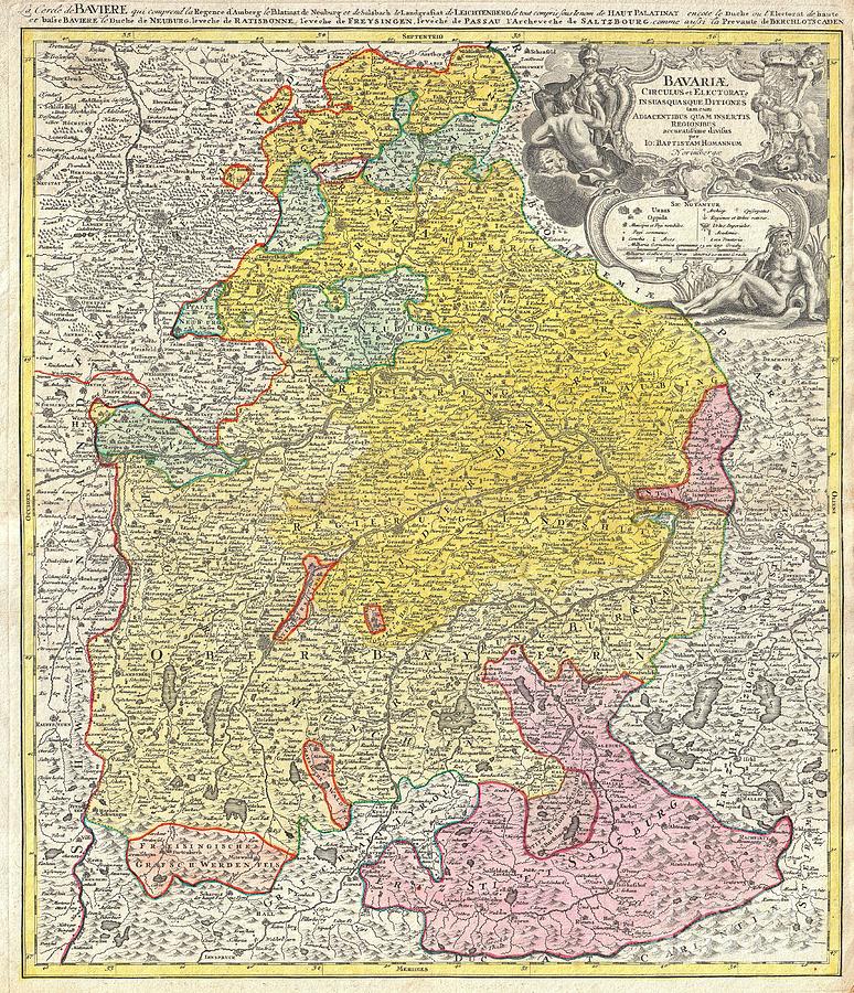 1728 Homann Map of Bavaria Germany Photograph by Paul Fearn