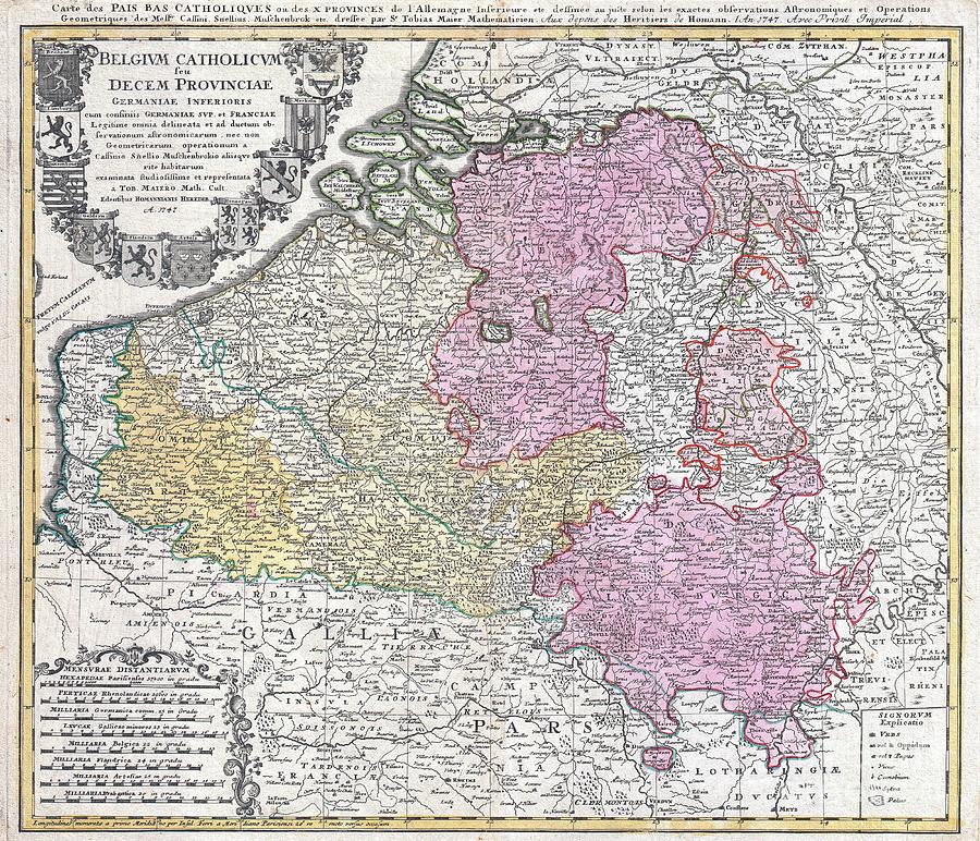 1730 Homann Heirs Map of Belgium and Luxembourg Photograph by Paul Fearn