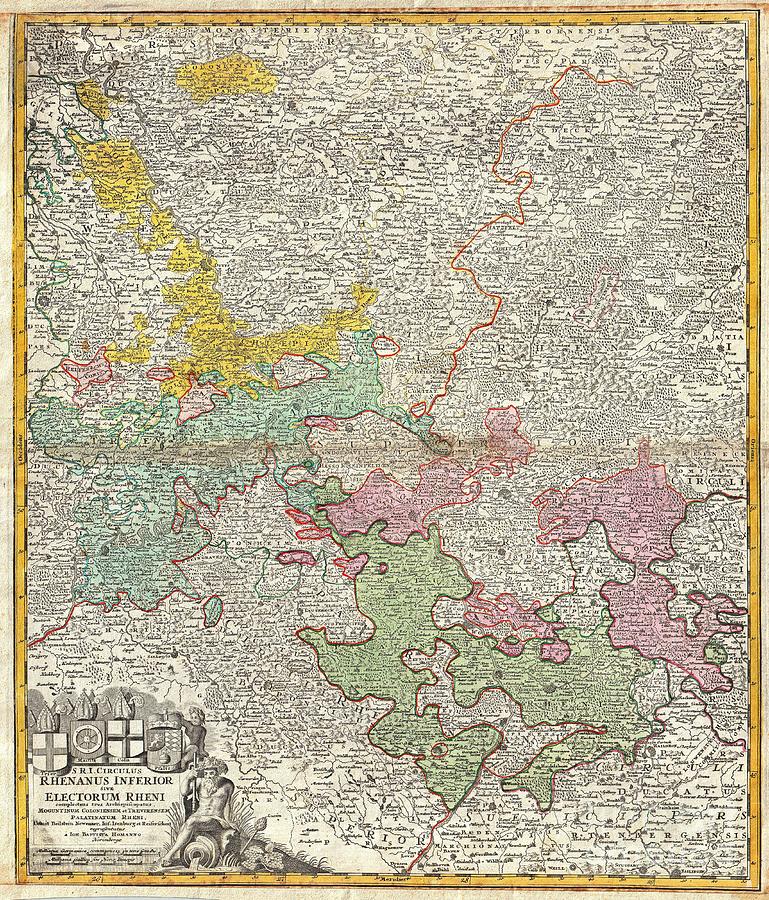 1730 Homann Map of the Lower Rhine Photograph by Paul Fearn