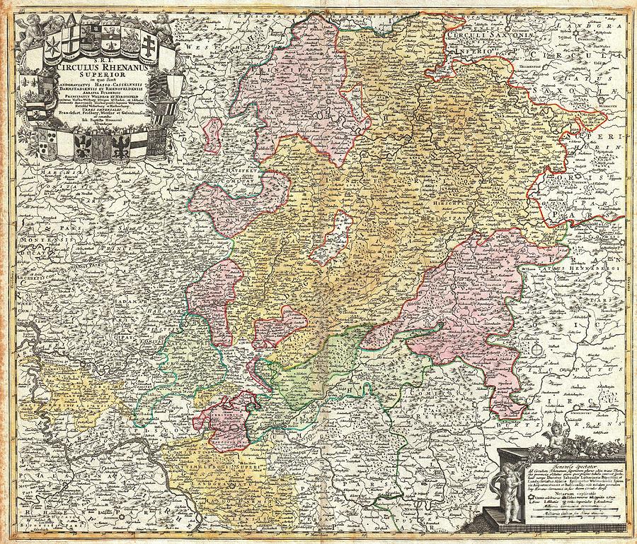 1730 Homann Map of the Upper Rhine Photograph by Paul Fearn