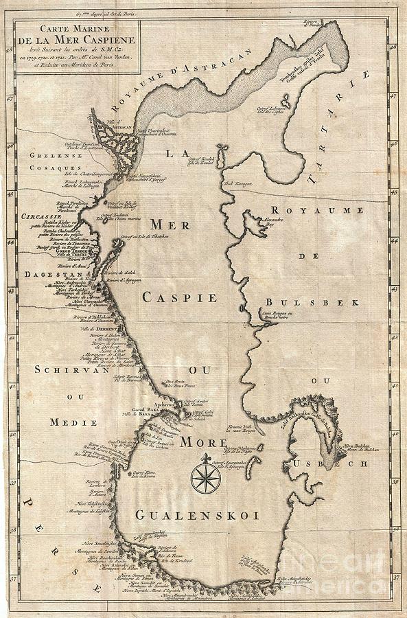 1730 Van Verden Map of the Caspian Sea Photograph by Paul Fearn