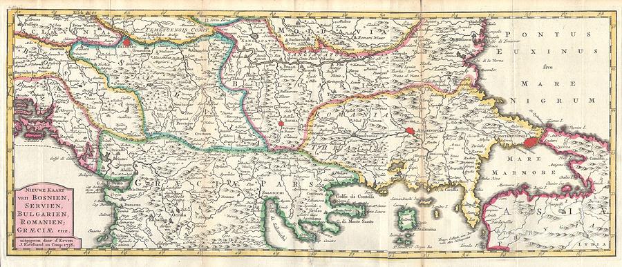 1738 Ratelband Map of the Balkans Photograph by Paul Fearn