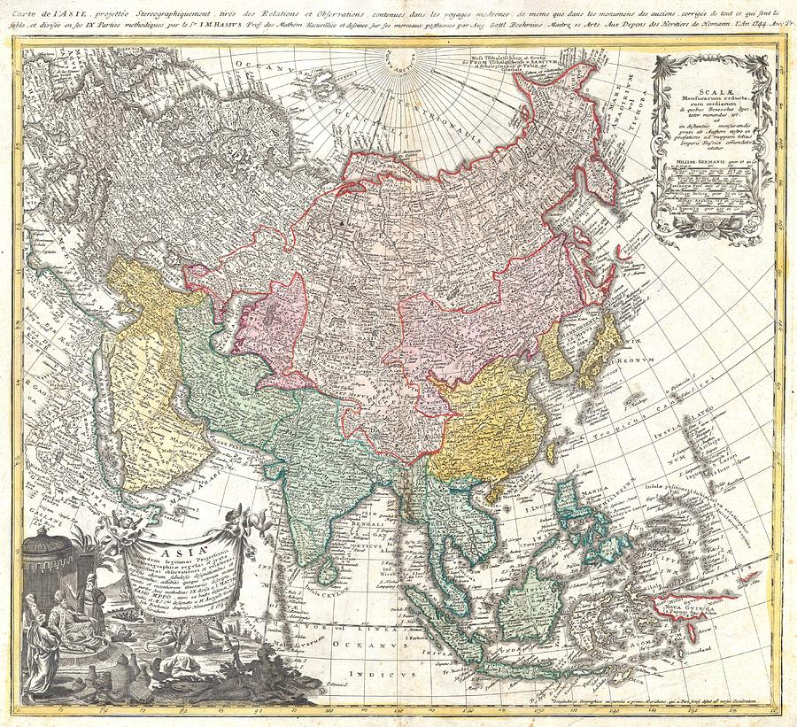 1744 Homann Heirs Map of Asia  Photograph by Paul Fearn
