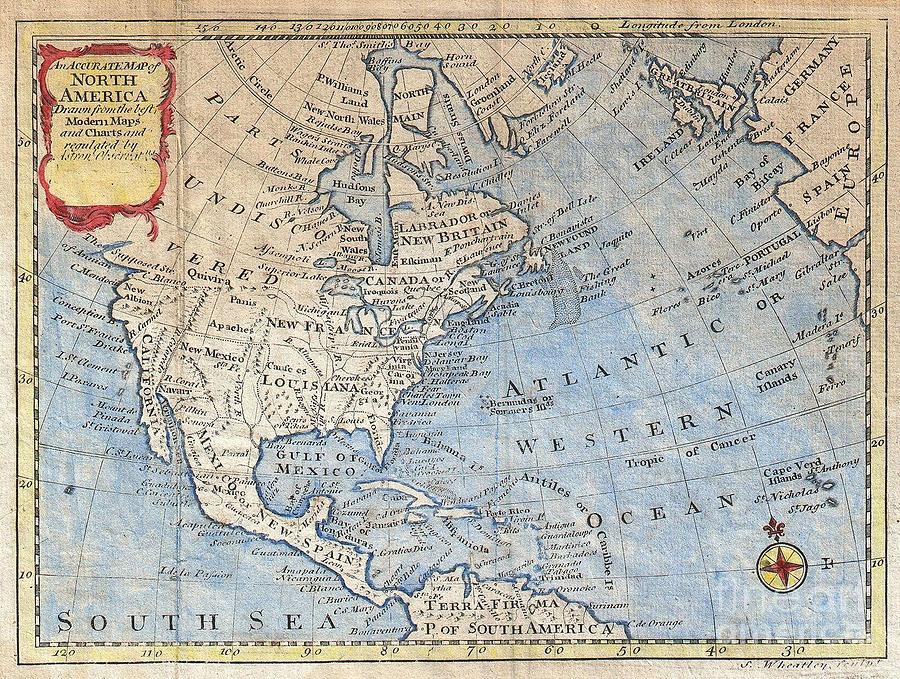 1747 Bowen Map of North America Photograph by Paul Fearn