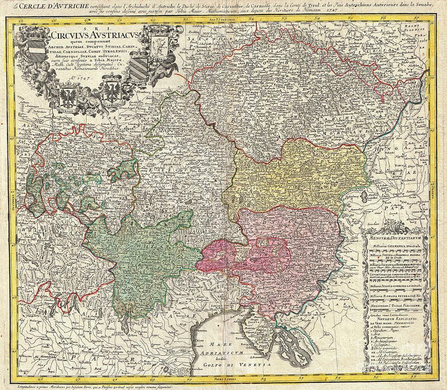 1747 Homann Heirs Map of Austria and Bohemia Photograph by Paul Fearn