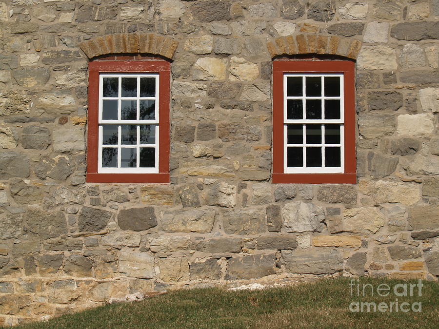 1748 Fieldstone and Windows -- Moravian College Photograph by Anna Lisa Yoder