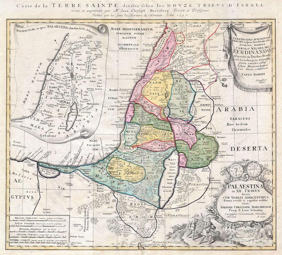 1750 Homann Heirs Map of Israel  Palestine Holy Land  Photograph by Paul Fearn