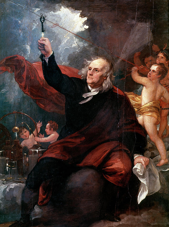 1750s Benjamin Franklin Touching Key Painting by Vintage Images ...