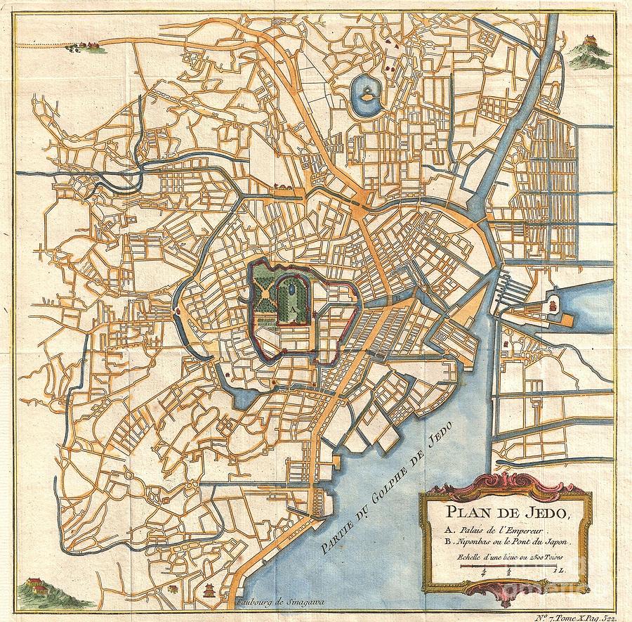 1752 Schely Plan or Map of Edo or Tokyo Photograph by Paul Fearn