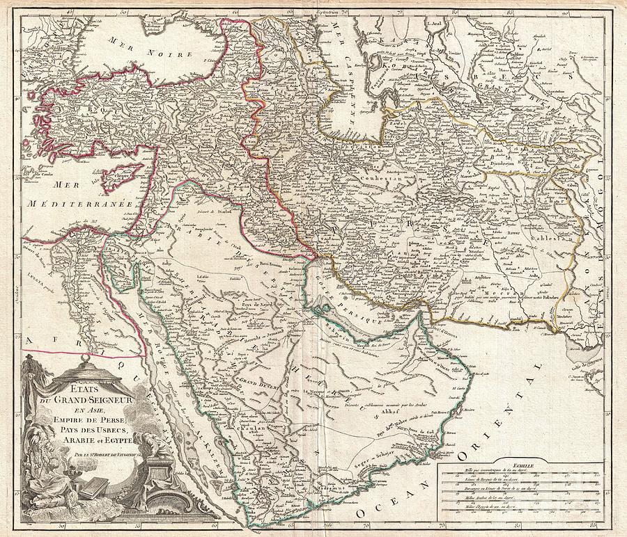 1753 Vaugondy Map of Persia Arabia and Turkey Photograph by Paul Fearn