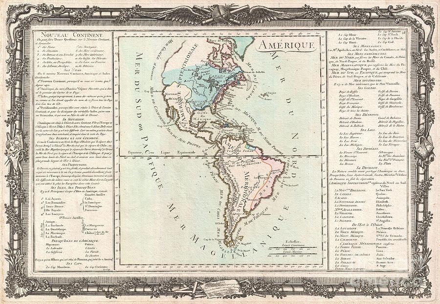 1760 Desnos and De La Tour Map of North America and South America Photograph by Paul Fearn